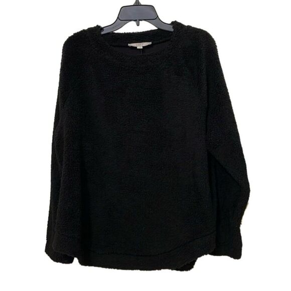 Loft Black Sherpa Fleece Pullover Top Shirt Womens Size Extra Large NEW - Picture 1 of 9